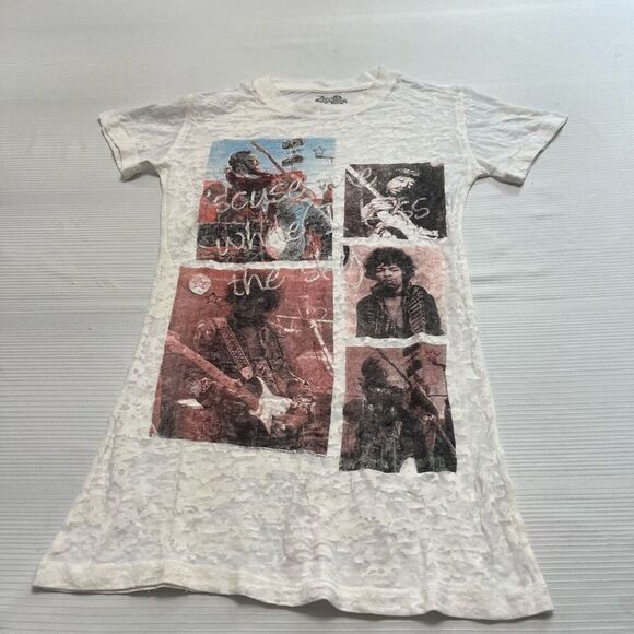 Rock Icons Jimmy Hendrix Women’s Y2k Burn Out T-Shirt Size Medium New - Picture 1 of 6